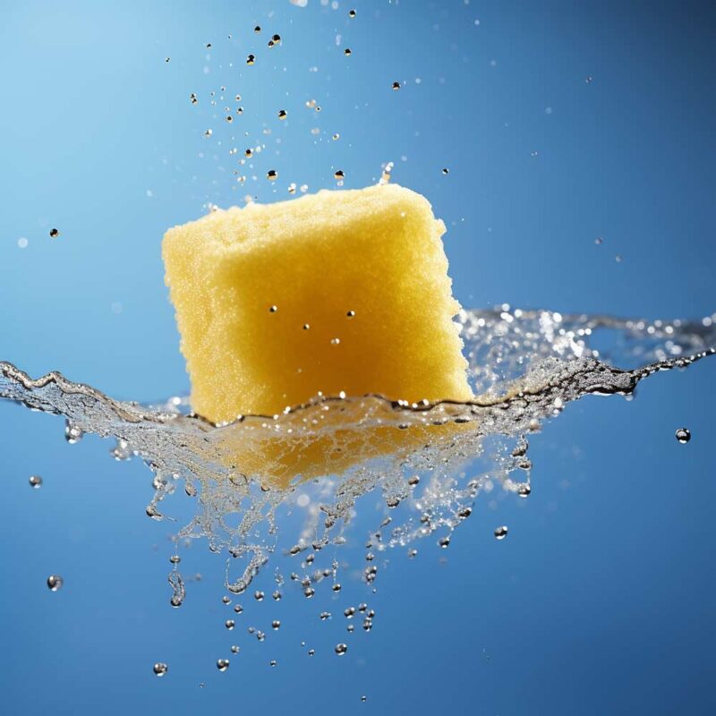 A sponge falling into water and splashing. Shirataki-Noodles-are-an-Absolute-Weight-Loss-Game-Changer